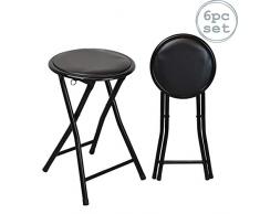 Harbour Housewares Tabouret Pliant Rond et Compact - Noir x 6