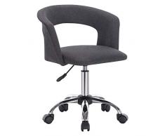 WOLTU BS30dgr Chaise de Bureau Tabouret de Travail Tabouret Roulant avec accoudoir, réglable en Hauteur, Lin, Gris Foncé