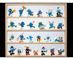 V31 Vitrine Murale | 60 x 52 x 6 cm | en Bois de Bouleau Non Traité | 4 Étagères | 2 Vitres Plexiglas Coulissantes | Collection | Voitures | Trains | Miniatures | Schtroumpfs | Petites Bouteilles