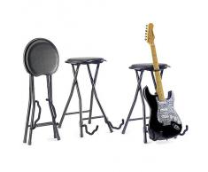 Stagg GIST-300 Tabouret de Guitare + Support pliable Noir