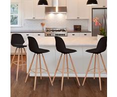 IDMarket - Lot de 4 Tabourets de Bar SARA Noir