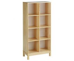IDIMEX Etagère 2 x 4 casiers bibliothèque Logo pin Massif Vernis Naturel