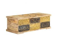 Festnight Table Basse Coffre de Rangement Table dappoint 100 x 50 x 35 cm Bois de Manguier Massif