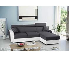 Bestmobilier - Dustin - Canapé dangle réversible - 4 Places - Convertible avec Coffre - Têtières réglables