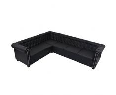 Festnight- Canapé dangle Chesterfield 6 Places Cuir Artificiel 260 x 205 x 73 cm