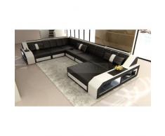 +++ réel Canapé en cuir design intérieur de la maison Matera XXL noir blanc Canapé dangle