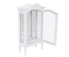 1:12 Miniature Armoire Vitrine En Bois Meuble Blanc Style Européen pour Maison De Poupée Modèle Jouet Simulation Collection De Jouets Figurine Modélisme Ornements Maison Décor