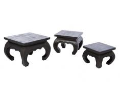 Table basse d'opium, 30x30x23 cm, artisanal, fait de massif bois, naturel