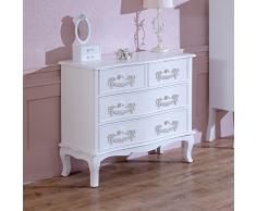 Melody Maison Pays Blanc Range-Blanc Antique, une commode 4 tiroirs