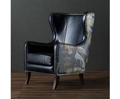 MIAO CODE Fauteuil Chesterfield Fauteuil à Dossier à Oreilles Fauteuil De Fauteuil en Cuir Orthopédique avec Dossier Haut Et Pieds en Bois Massif pour Salon,B