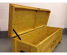 Decocraft Coffre en Bois Rustique en chêne Couverture Box Table Basse Trunk Vintage Ottoman (BT5)