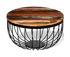 VidaXL Table Basse en Bois Massif, Multicolore, Taille Unique