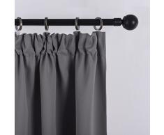 Ponydance Rideaux Salon Thermique de Fenêtre à Galon Fronceur, 117 x 229cm (LxH), Gris, 2 Panneaux/ Draperie Barrière à l'énergie Solaire et le Rayon UV pour Maison