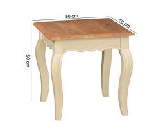 WOHNLING bois de manguier massif d'opium en bois de table 50 cm blanc vie élevé salon table style ferme Acacia Meubles table en bois unique Living Room 4 pieds de table de style table basse française