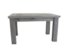 STRANDGUT07 - Table basse en teck 50 x 80 x 45 cm petite table de salon, lavis gris