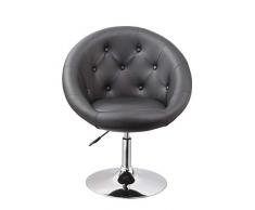 Fauteuil de Salon Noir Fauteuil Club Similicuir Fauteuil Cabriolet pivotant Chaise de Salle à Manger réglable en Hauteur Duhome 0331