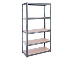Rhino Racking 0056 Étagère de Rangement Autonome Industrielle Charge Lourde à 5 Niveaux, Garantie de 5 ans, 180 X 90 X 60 cm