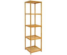 DuneDesign Étagère en Bois 38x39,5x162,5cm 5 tablettes superposées Lattes en Bambou Meuble à rayonnages de Salle de Bain