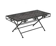 Tidyard Table Basse Pliante Style Vintage pour Salon, Jardin ou Patio en Métal 100 x 50 x 45 cm Noir