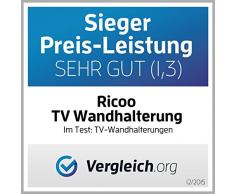 RICOO Support TV Mural orientable inclinable Meuble de téléviseurs Suspendu PC Plasma Smart OLED incurvé Fixation Murale télé LED LCD 3D 4K Max VESA 400x400 Universel Toutes Marques de televiseur