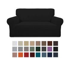 Greatime Extensible Causeuse Sofa Furniture Protecteur canapé Shield Couch Doux avec élastiques Fond antidérapants Enfants en Mousse, Polyester Spandex Checks Jacquard Tissu Petits Causeuse Noir