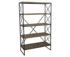 Mendler Étagère de Rangement HWC-C10, bibliothèque, Bois véritable métal ~ 5 tablettes, 174x102cm