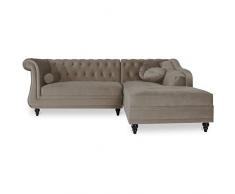 INTENSEDECO Canapé dangle Droit Empire Velours Taupe Style Chesterfield