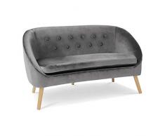 IDMarket - Canapé Banquette en Velours Sonia Gris