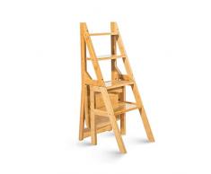 CXY-JOEL Tabouret-Escabeau En Bois Massif Multifonction Chaise Échelle Maison Cuisine À Double Usage Pliante Escalier Chaise Mobile 4 Étapes Échelle Tabouret Ascendant Plusieurs Occasions