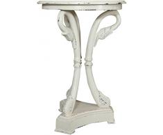 Biscottini Table Basse col de Cygne en Bois Massif Acajou, Finition Blanc Acajou Antique L50xPR50xH70 cm