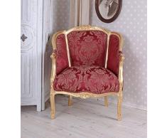 Rococo FAUTEUIL BERGÈRE EN Confessionnal Louis XV rouge Palazzo exclusif