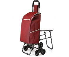 Chariot de Transport Portable, Chariot Mobile avec Tabouret Pliable, Roue en Caoutchouc Triangulaire, capacité de Charge 25kg