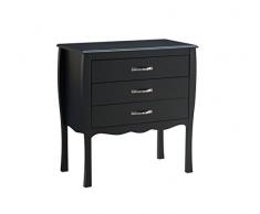 Murano Commode 3 Tiroirs Style Baroque Noir pour Séjour Salon Bureau 76 x 40 x 76, 5 cm