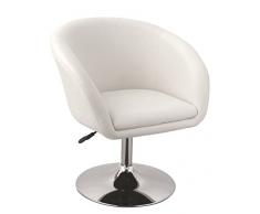 Fauteuil de Salon Blanc Fauteuil Club Similicuir Fauteuil Cabriolet pivotant Chaise de Salle à Manger réglable en Hauteur Duhome 0092
