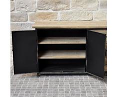 L'ORIGINALE DECO Meuble Industriel Bahut Enfilade Placard Tiroirs Bois et Fer 131 cm