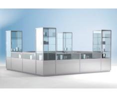 Vitrine-comptoir d'angle LINK - vitré à 1/3 - h x l x p 900 x 1000 x 1000 mm - comptoir comptoir modulaire comptoirs comptoirs modulaires module de comptoir modules de comptoir réception vitrine vitrines Comptoir Comptoir de