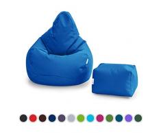 Loft 25 Fauteuil Pouf Gamer | Siège Pouf Salle De Séjour Intérieure Extérieure | Etanche | Conception Ergonomique pour Le Soutien du Corps | Nettoyage Facile (Pouf Set, Marocain Bleu)