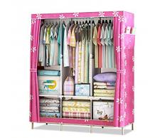 GBHN Armoire Pliante, Armoire en Tissu, Rangement pour vêtements, portemanteau, Dressing, Pliable 125 * 45 * 168cm, Plusieurs Couleurs, différentes Structures intégrées-Pinksun