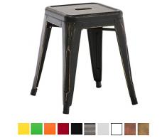 CLP Tabouret en Métal Armin Empilable - Hauteur Assise 46 cm - Tabouret de Cuisine Carré - Chaise Multi Usage - Charge Max. 200 kg Couleurs au Choix : Noir-Or