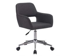 WOLTU BS29dgr 1x Chaise de Bureau Tabouret de Bureau pivotant avec accoudoir en Lin, réglable en Hauteur, Gris Foncé
