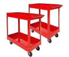 TecTake Chariot servante datelier à outil sur roulettes - diverses modèles - (2x 2 étagères | No. 402423)