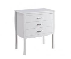 Alsapan Murano Commode 3 Tiroirs Style Baroque Blanc pour Séjour Salon Bureau 76 x 40 x 76,5 cm