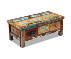 Festnight Table Basse AVCE à tiroirs Le Style Antique en Bois de récupération 90 x 45 x 35 cm