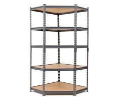Étagère dangle robuste en acier pour garage 175 kg par étagère (5 niveaux 1800 mm x 900 mm/630 mm x 450 mm)