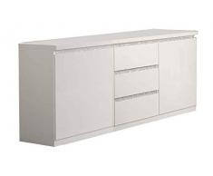 LIGNEMEUBLE Tornado Blanc ET CHROMÉ Collection SÉJOUR Salle A Manger Design NÉO Baroque : Le Petit Buffet