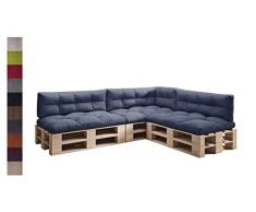 sunnypillow Set de 7 Coussins pour Palette Euro Canapé Intérieur/Extérieur plusieures Tailles et Couleurs à Choisir Siège Appui Mousse flaconné (Assise + Dossier) Bleu foncé