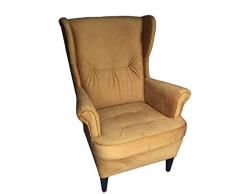 E-MEUBLES Fauteuil à Oreilles en Tissu Style scandinave Valley (Jaune)