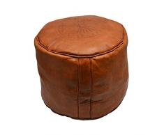 Horus Artesanía de Egipto Siège Pouf Pouf en Cuir véritable Fait Main marocain Fès (Marron)