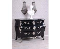 Bauchkommode Baroque Commode Noir Poitrine Plaque de Marbre Palazzo Exclusif