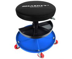 Haskyy Tabouret datelier réglable en hauteur avec 5 roulettes Ø 38,5 cm 2 tablettes 390-520 mm